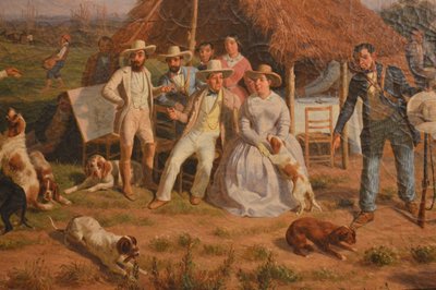 تفاصيل لوحة فيليبو باليتزي ، العائلة الملكية لنابولي في Caccia في معرض الفن الحديث في فلورنسا ، إيطاليا بواسطة فيليبو باليزي